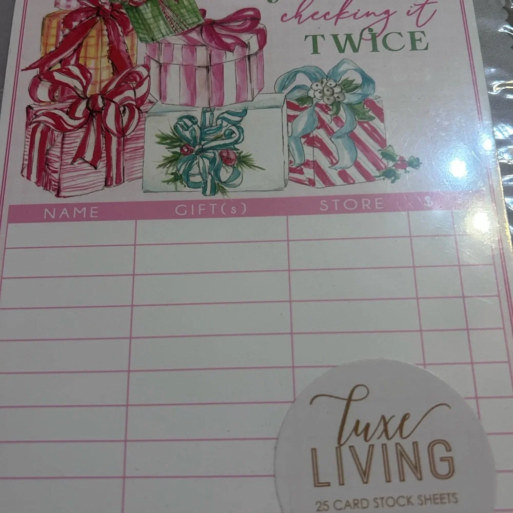 NWT Holiday Gift List Notepad - Pink and Green